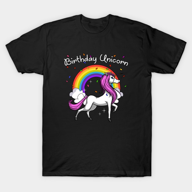 Birthday Unicorn Magical Party Colorful Rainbow T-Shirt by underheaven